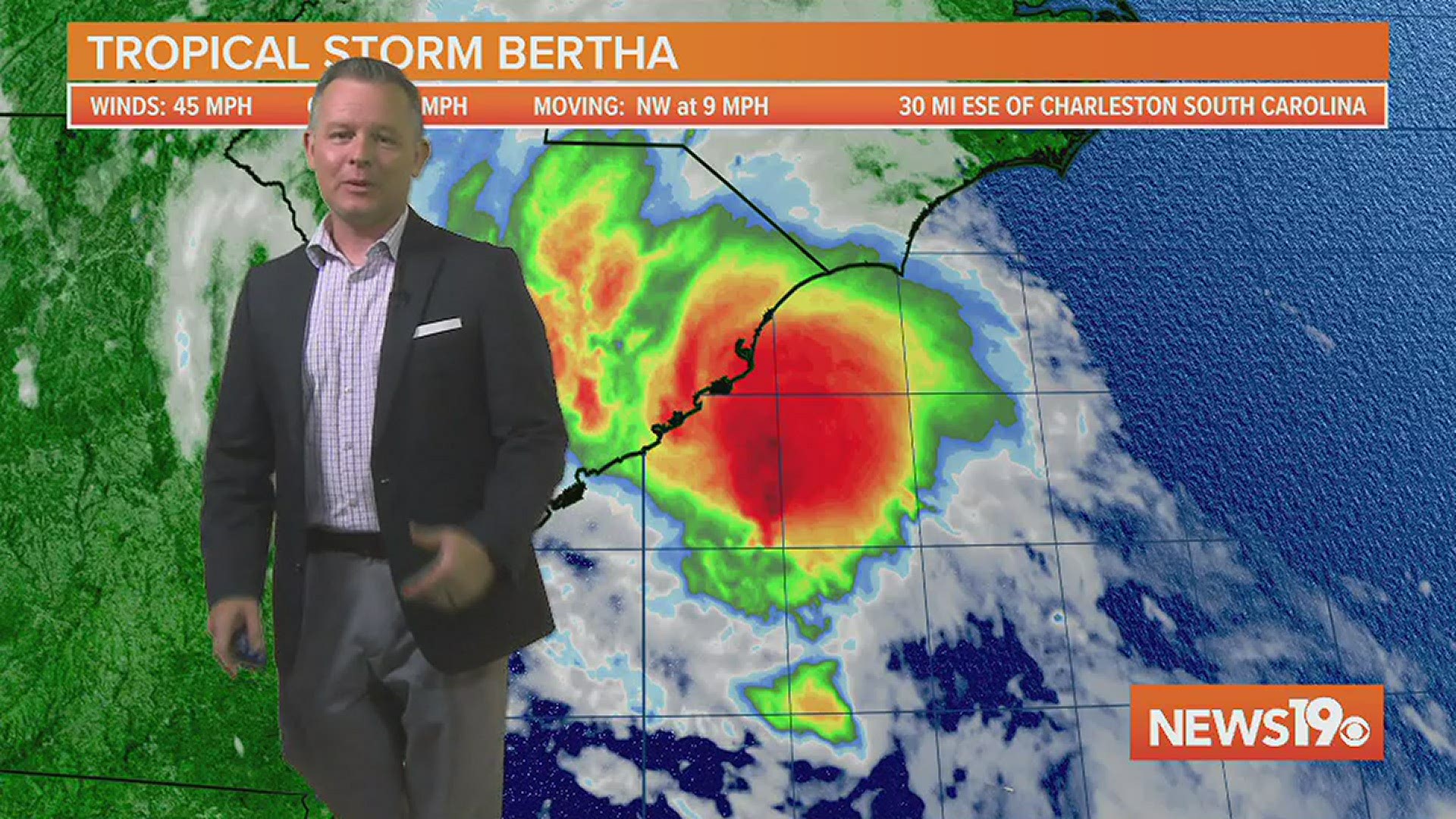 Tropical Storm Bertha does not really change our forecast though. We are expecting lots of rain, especially in the eastern Midlands.