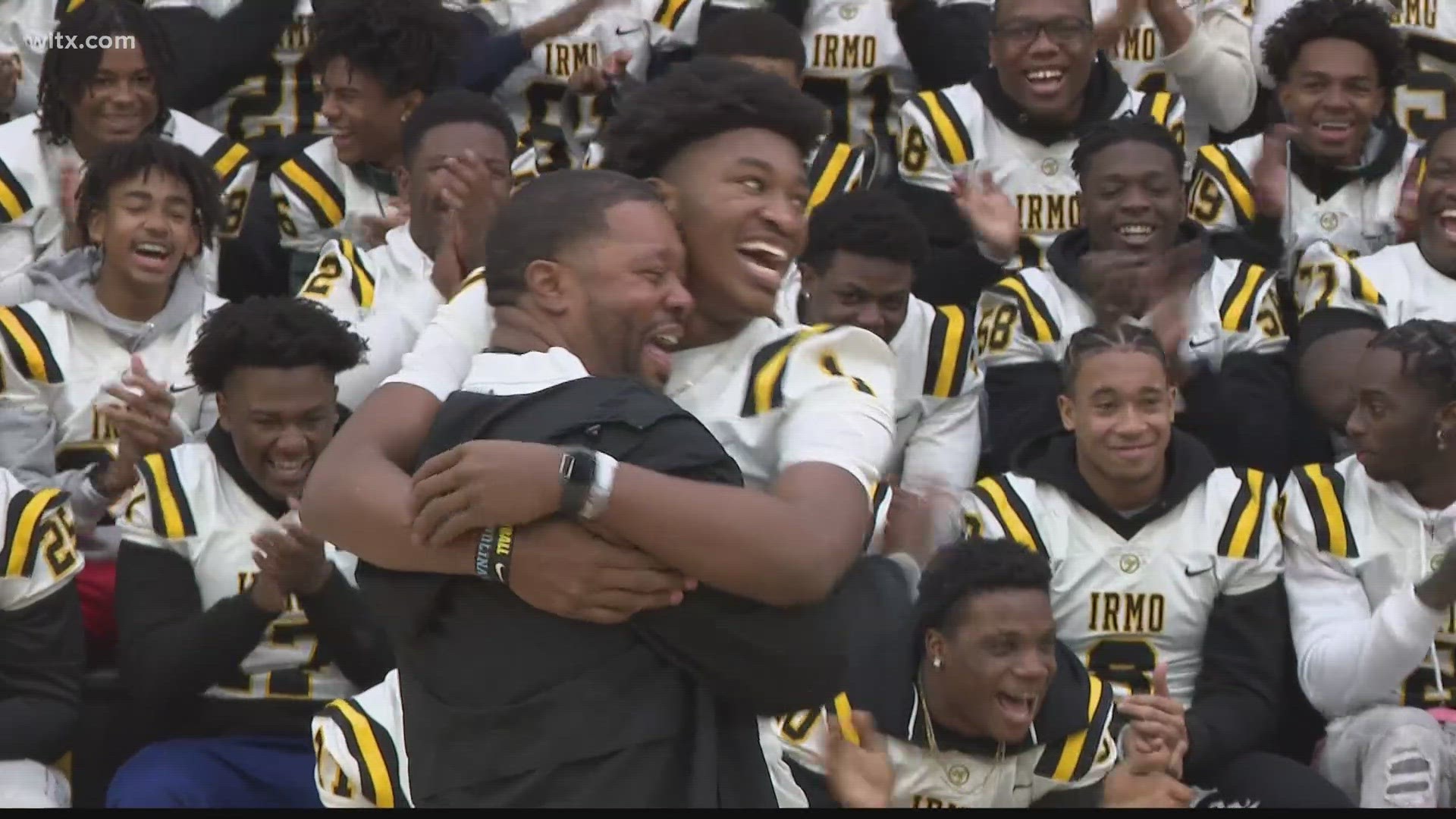 The Carolina Panthers with assistance from the Irmo football team pulled off a surprise ceremony for head coach Aaron Brand.