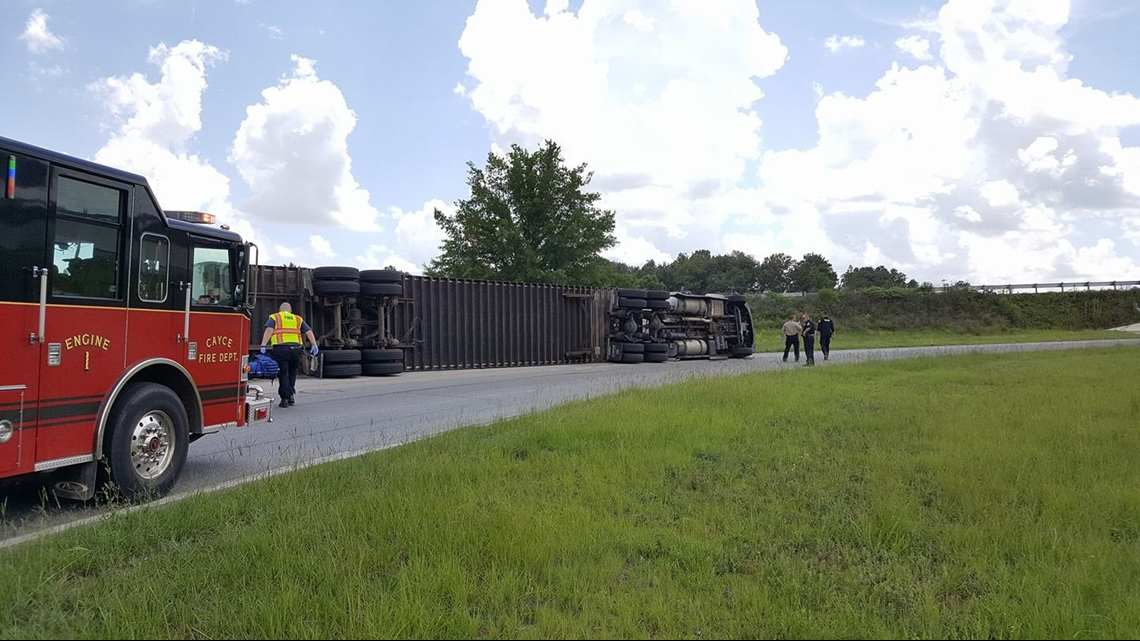 I-26 Ramp Open After Tractor Trailer Overturns in Cayce | wltx.com
