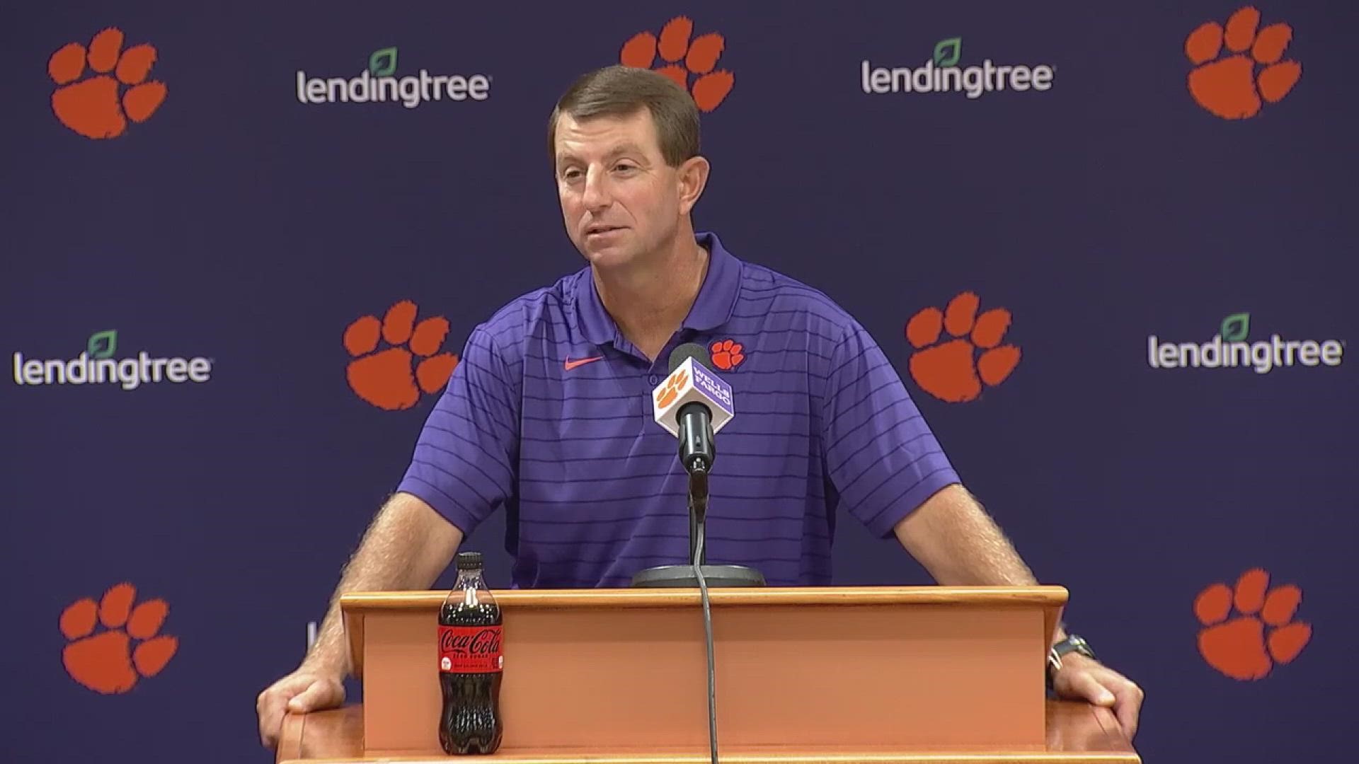 Clemson head football coach Dabo Swinney was disappointed in the Georgia game, but the coach likes where his team is at mentally as it looks to march on in 2021