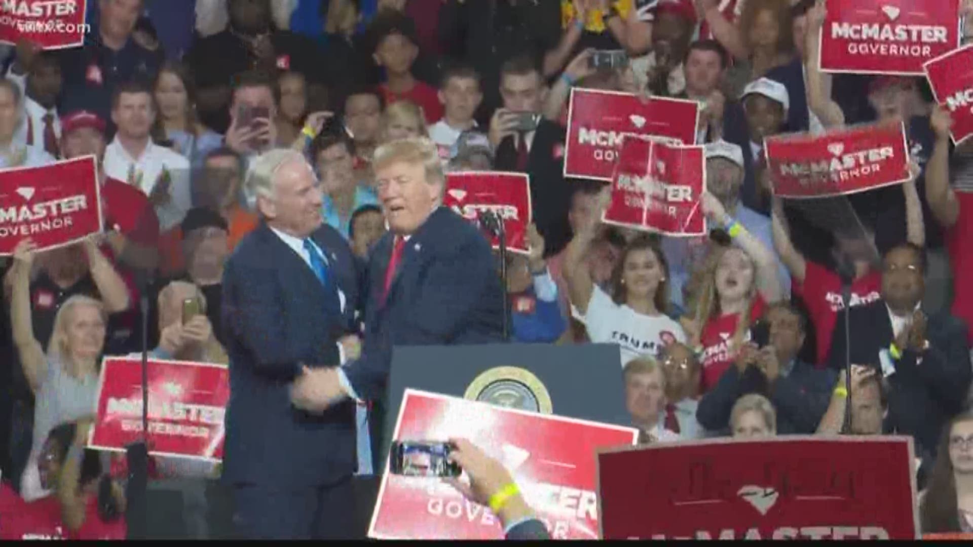 President Trump spoke for about an hour at Airport high school and gave support to Gov. McMaster