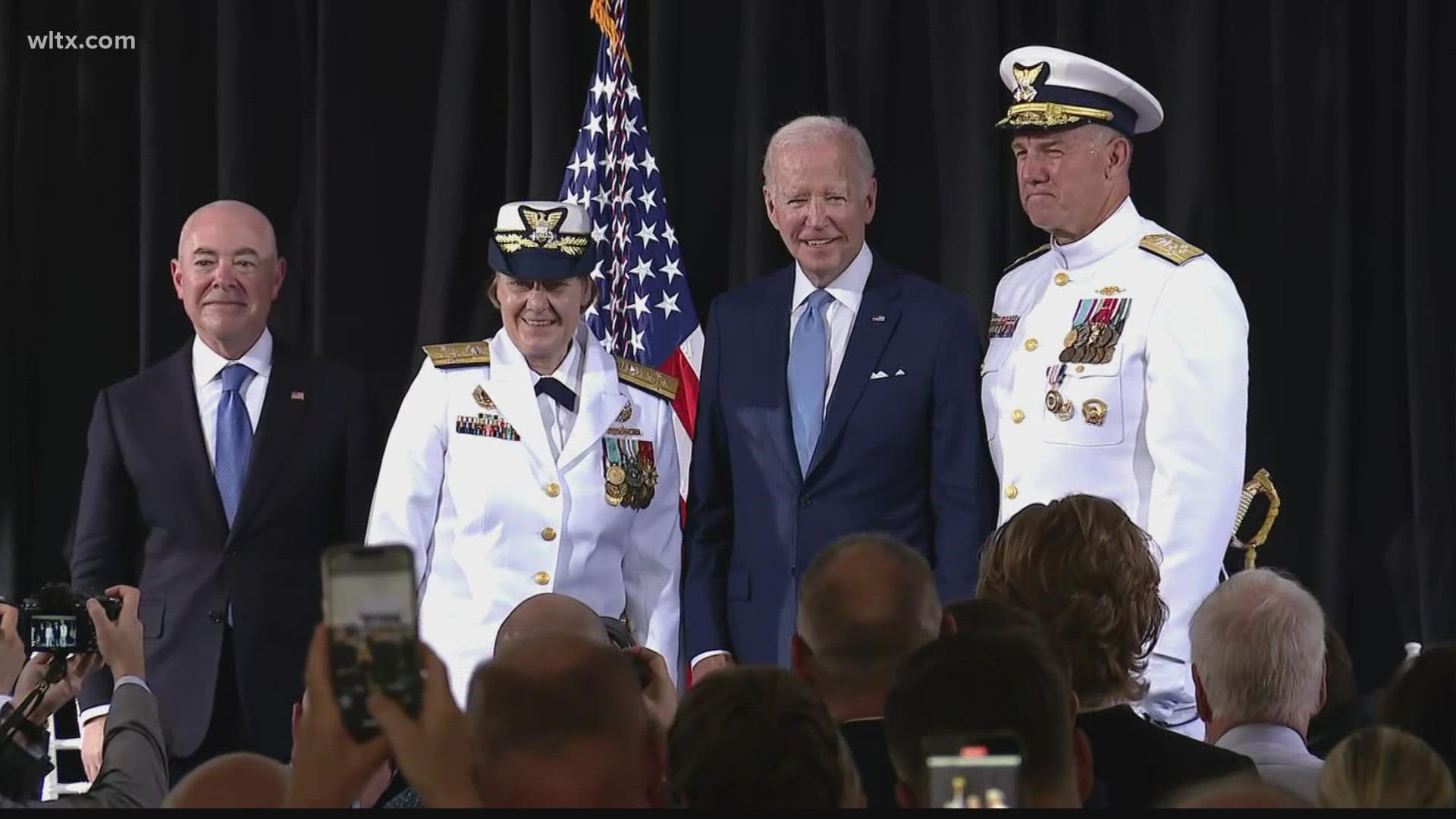 ADM. LINDA FAGAN IS NOW THE 1ST FEMALE COMMANDANT OF THE U.S. COAST GUARD..