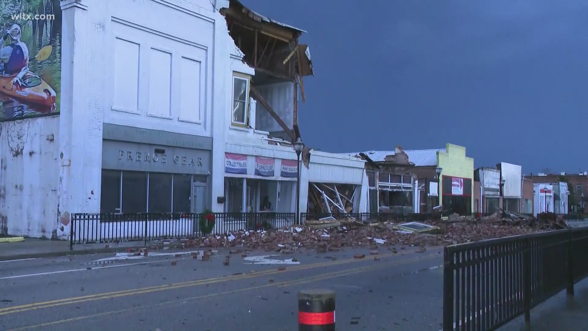 Buildings were destroyed during the severe storm in Bamberg county.