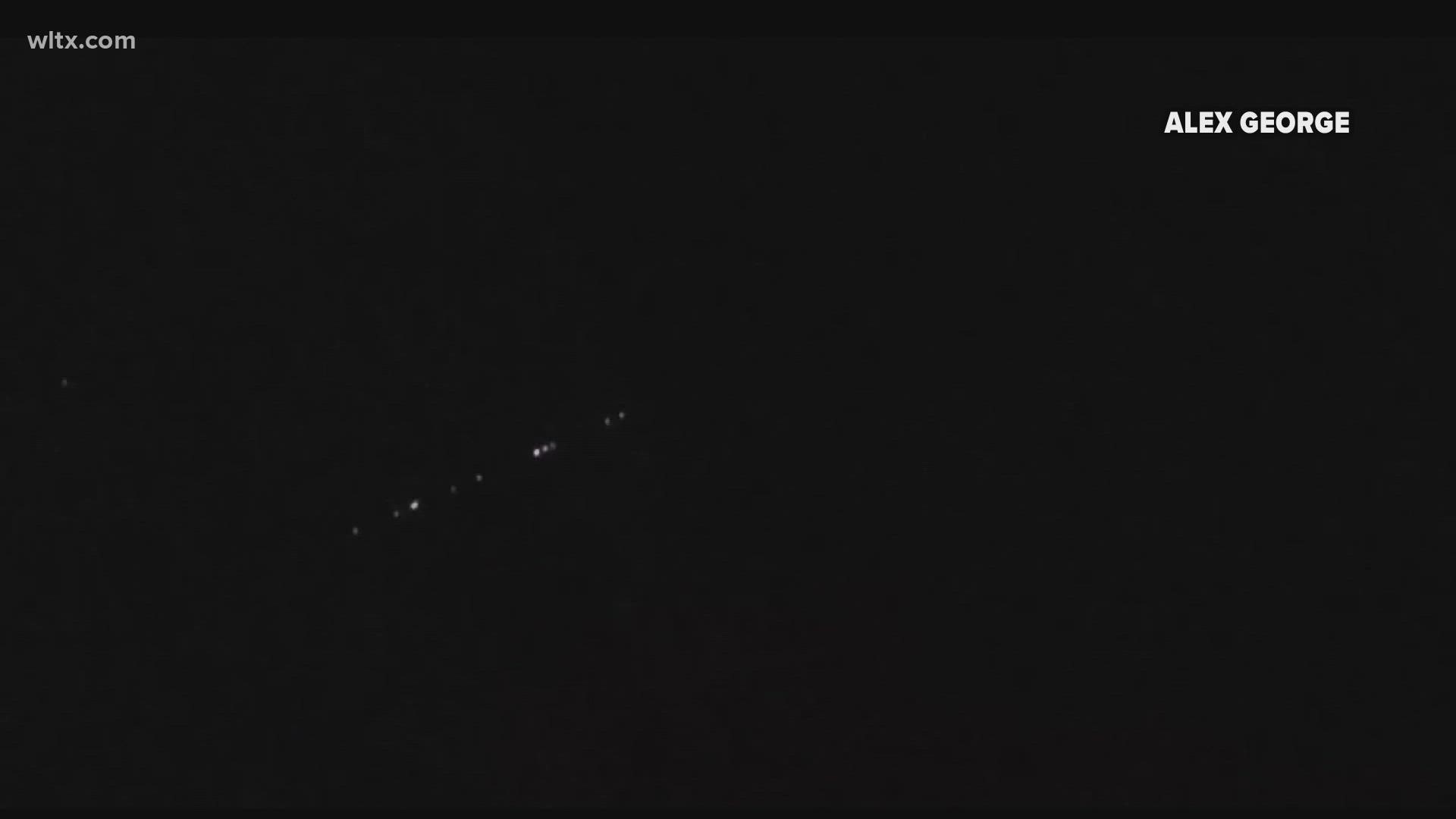 The satellites passed over the Midlands on Monday night. They were from a launch that occurred on Saturday.