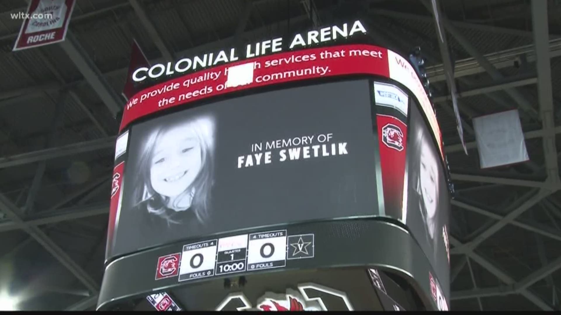 Dawn Staley and the South Carolina women's basketball team held a moment of silence for Faye Swetlik. They also honored first responders who worked the case.
