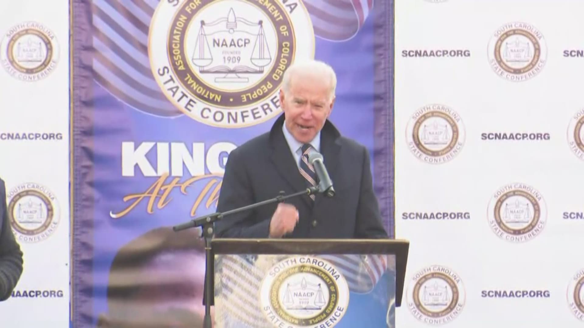 Former Vice-President Joe Biden spoke at the King Day at the Dome rally in Columbia, South Carolina on January 20, 2020.