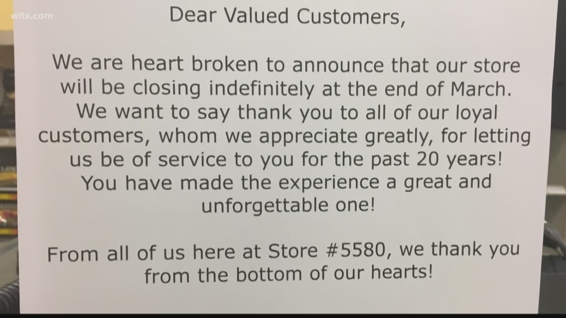 The store made an announcement and said they are heart broken that the stores are going to close at the end of March