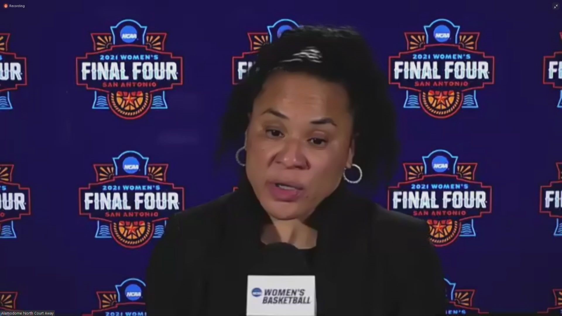 South Carolina Coach Dawn Staley comments on her team's loss to Stanford, the no call on the kick ball, and stars Zia Cooke and Aliyah Boston.