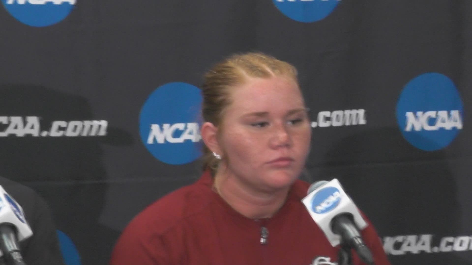 The Gamecocks shutout Liberty 5-0 in the Columbia Region championship to advance to the NCAA Super Regional for the first time since 2007. Pitchers Dixie Raley, Cayla Drotar and head coach Beverly Smith talk about winning the Region they hosted and moving