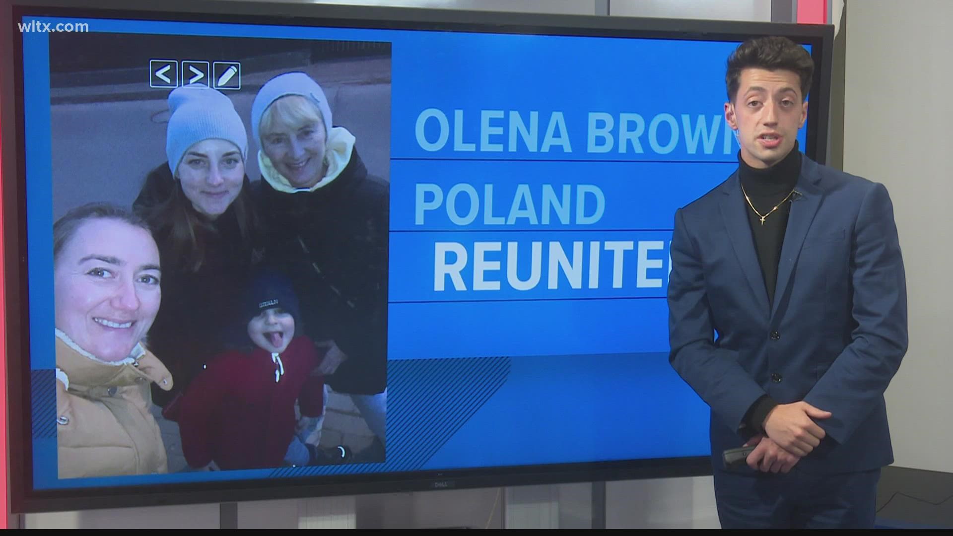 Olena Brown left Columbia and met her family at the Ukraine, Poland border after their 48-hour trek.