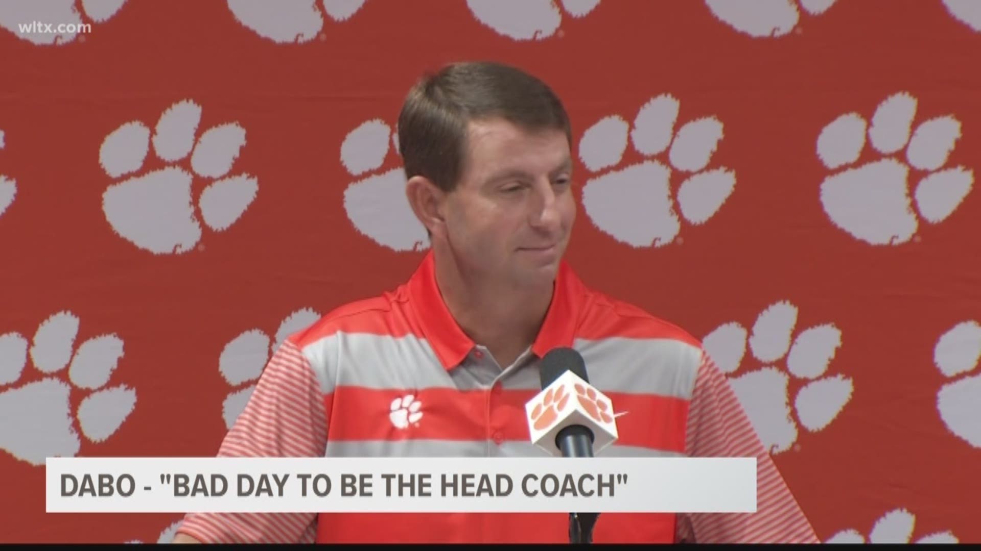 Clemson's Dabo Swinney says it's a "bad day to be the head coach" because he had to have a tough conversation with a player he loves like a son.