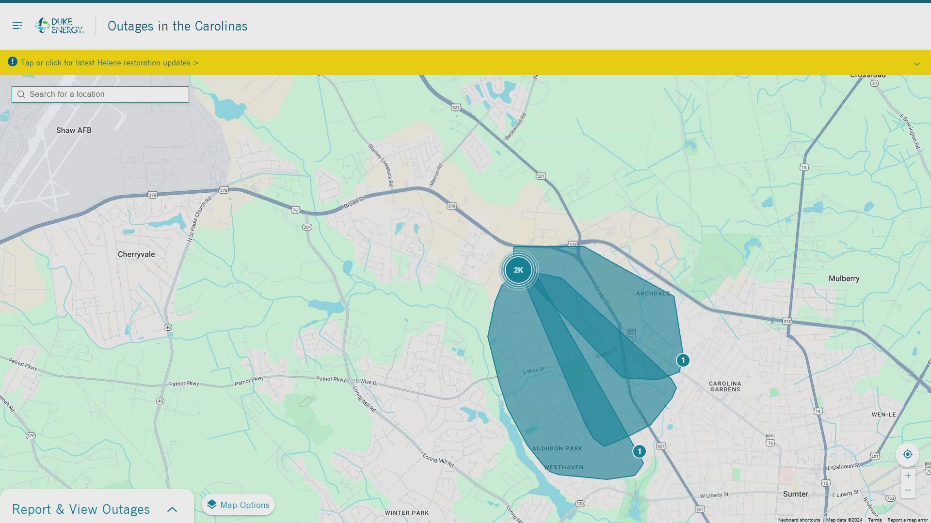 The outages were reported just before 9 p.m. Duke Energy reports that it is aware of the situation.