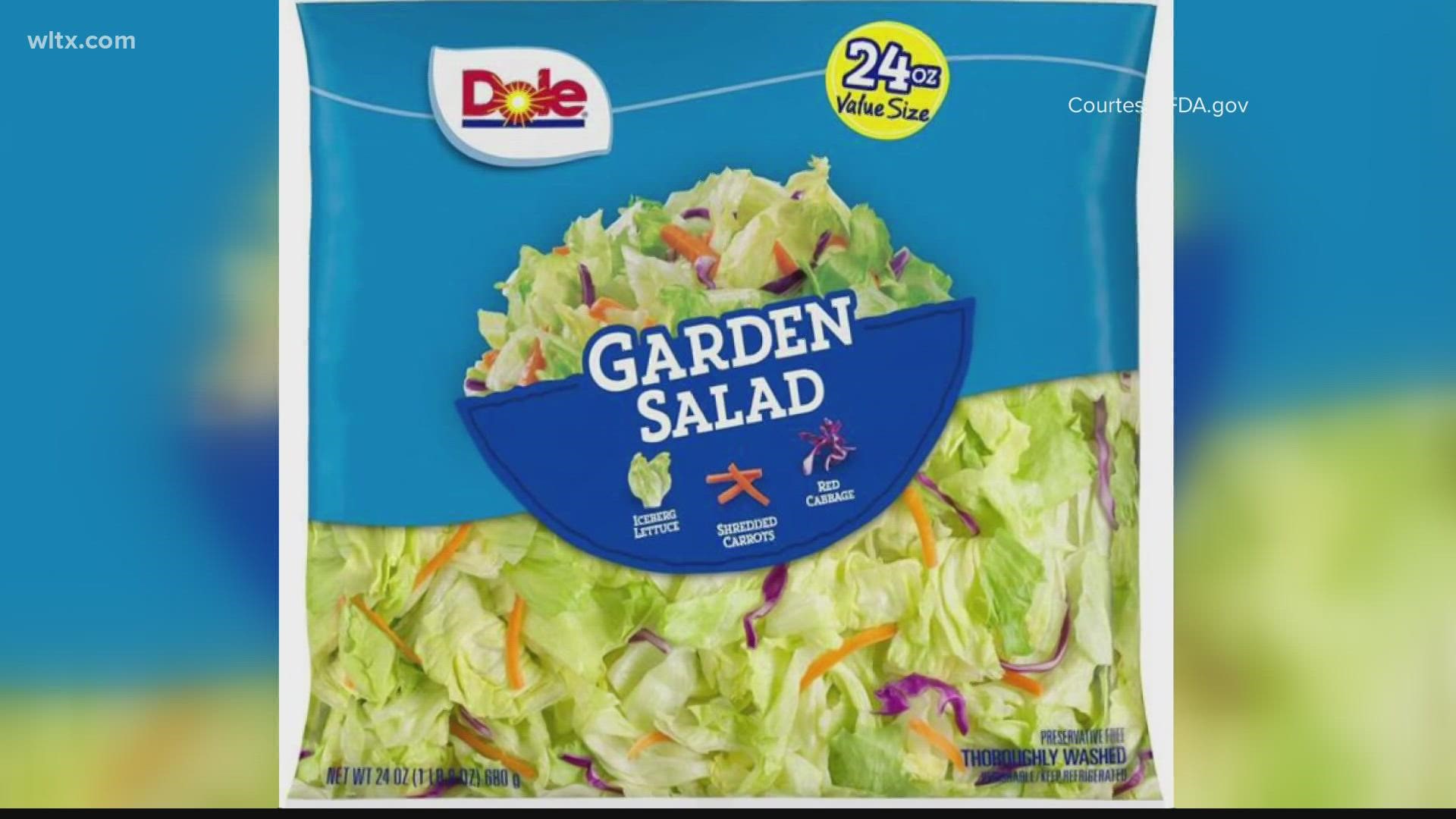 The recalled salad items were distributed in more than 15 states, including South Carolina.