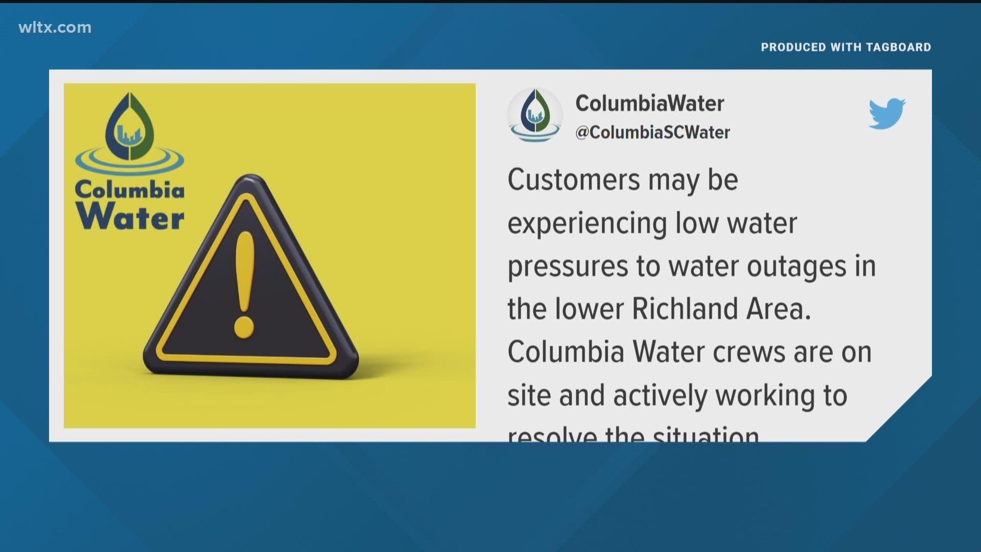 Low water pressure, outages reported in Lower Richland Here's what