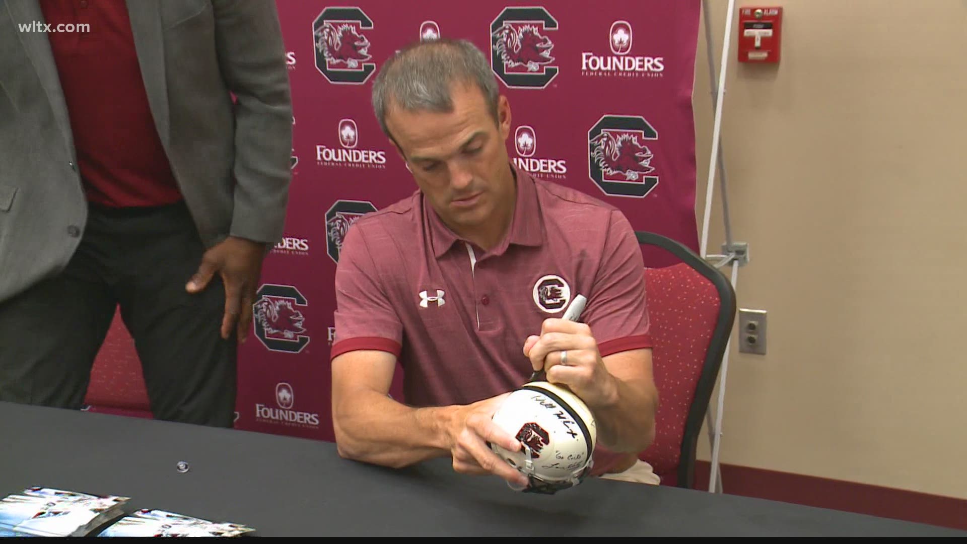 South Carolina head football coach Shane Beamer is officially on the spring speaking circuit as he made two stops Tuesday as part of the "Welcome Home Tour".