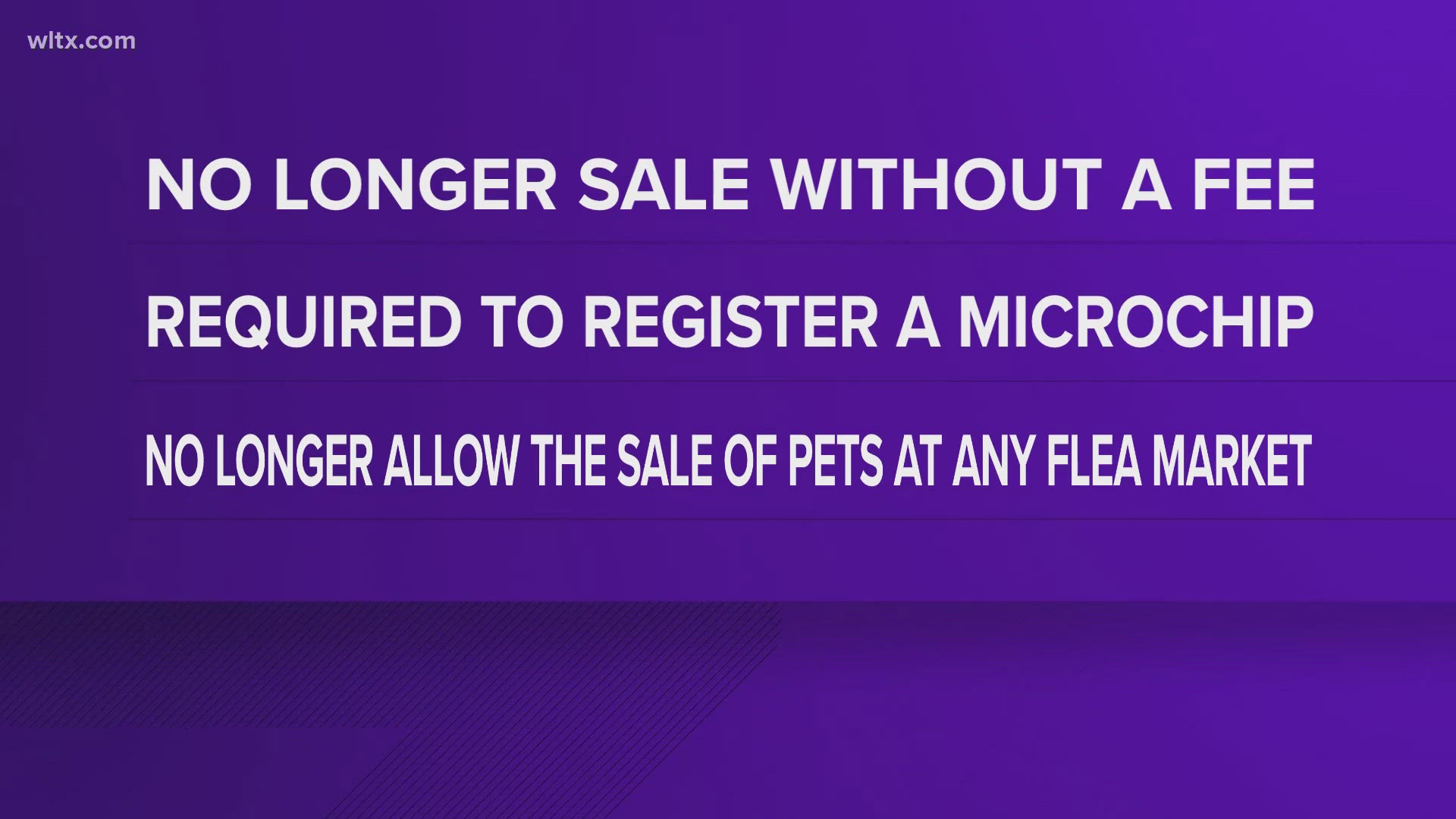 The ordinance will no longer allow the sale or rehoming of dogs or puppies without a recognized breeding registration.  Dogs must be microchipped.