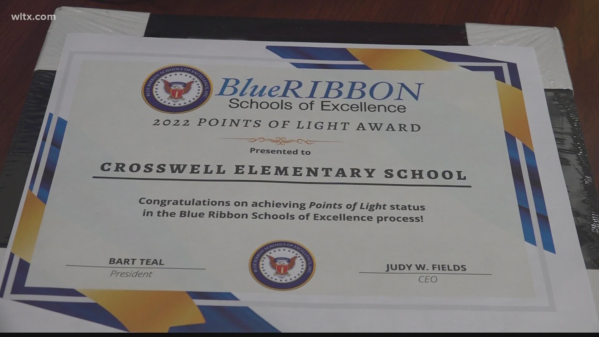 Crosswell Drive Elementary School is the first in Sumter to gain this recognition.