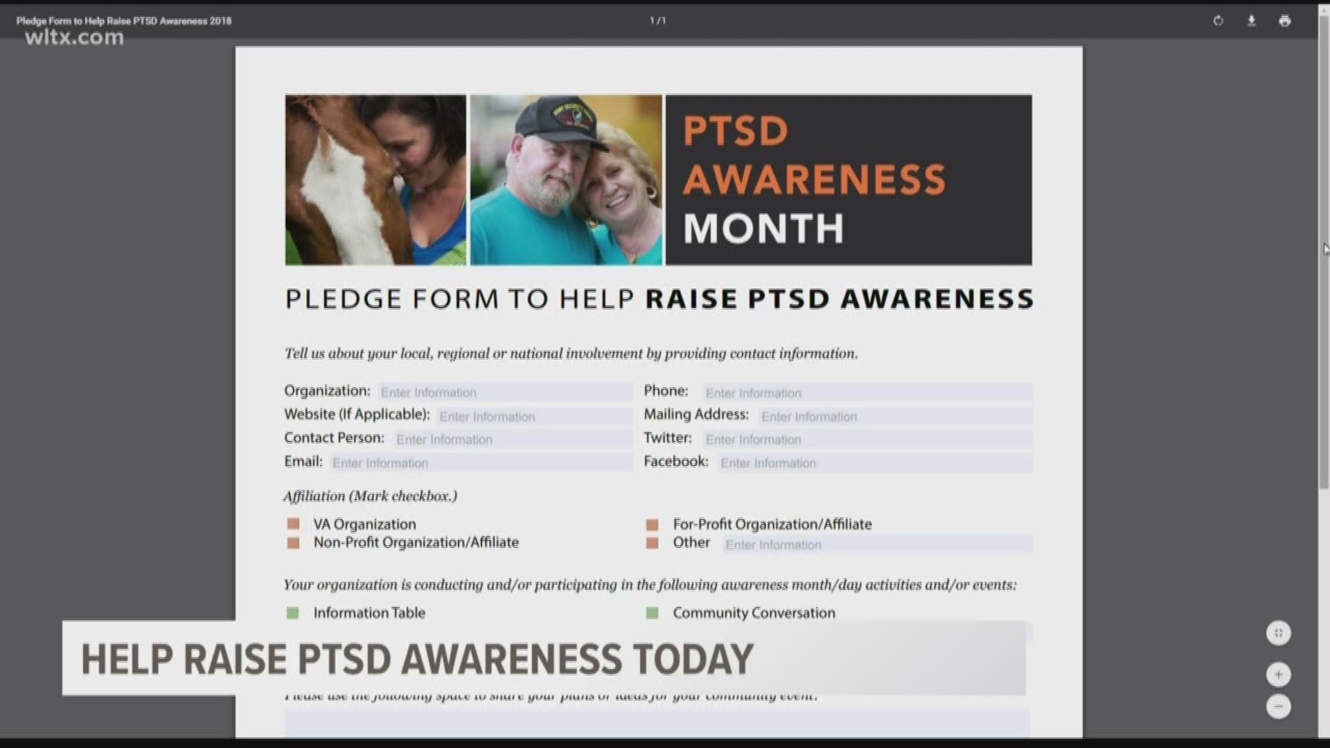 The Department of Veterans Affairs reports about 8 million people have post traumatic stress disorder.