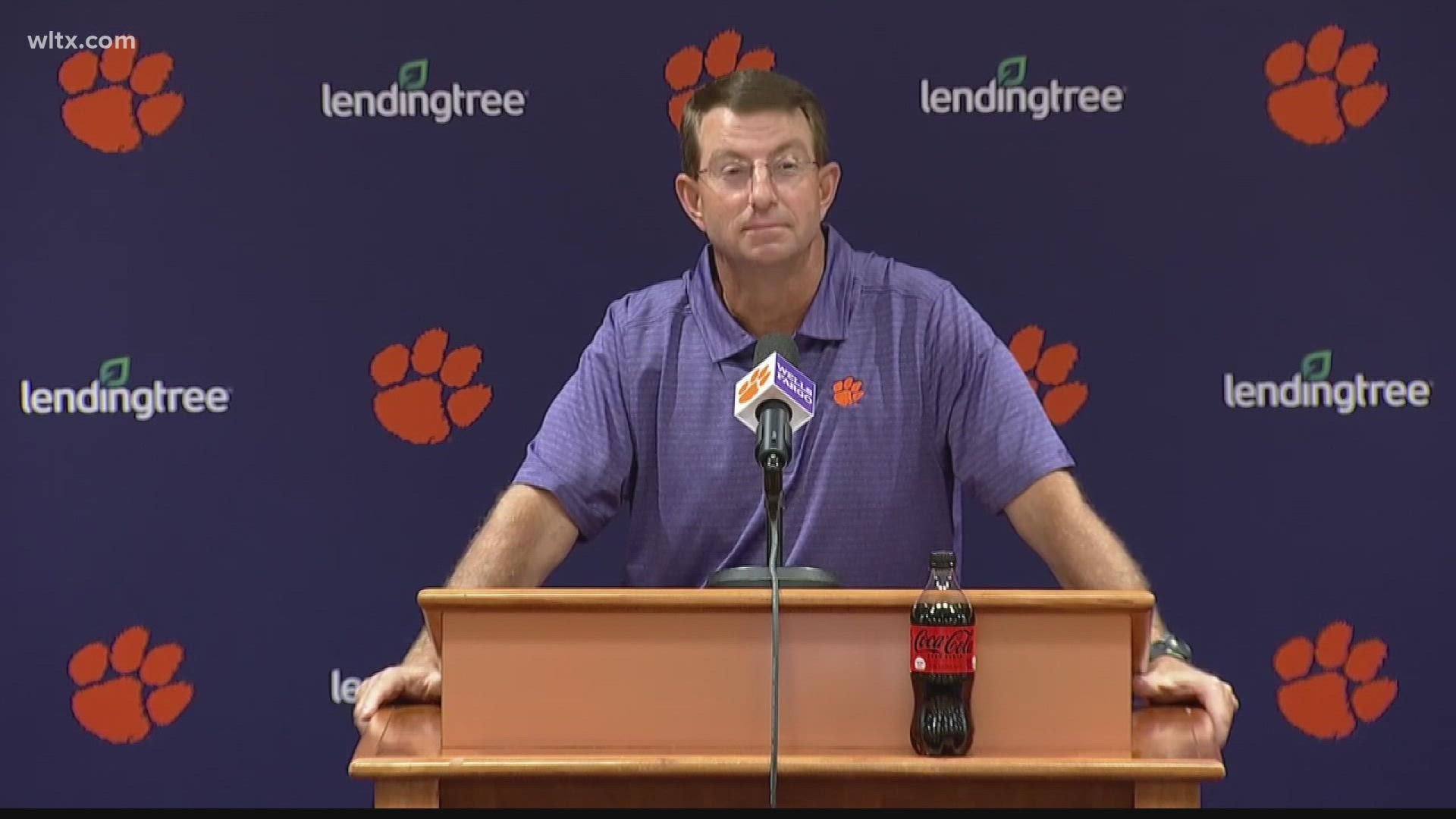 Clemson head football coach Dabo Swinney took about five seconds to set the record straight concerning his interest in the LSU job - there is none.