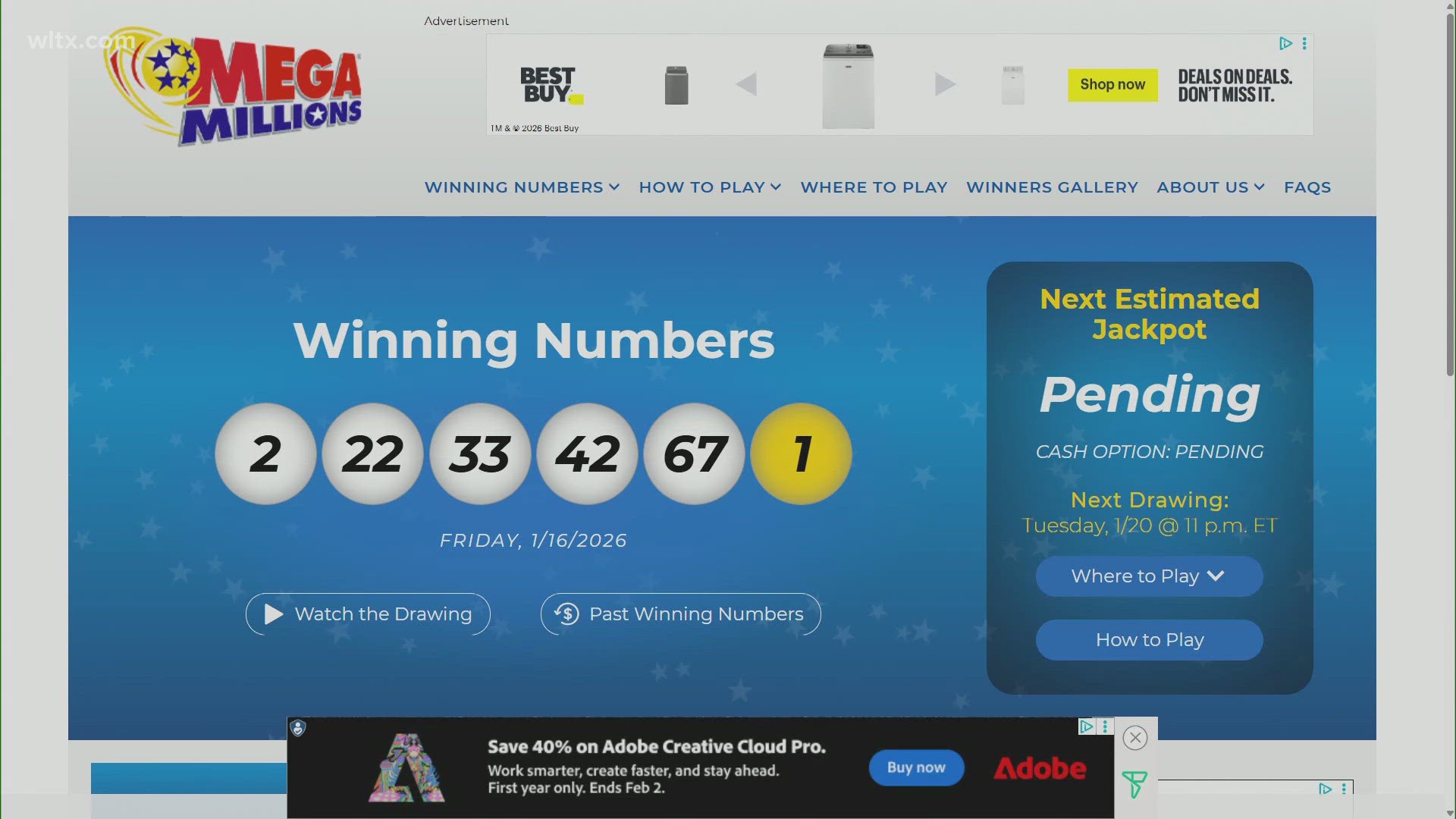 Mega Millions: January 16, 2026 | wltx.com