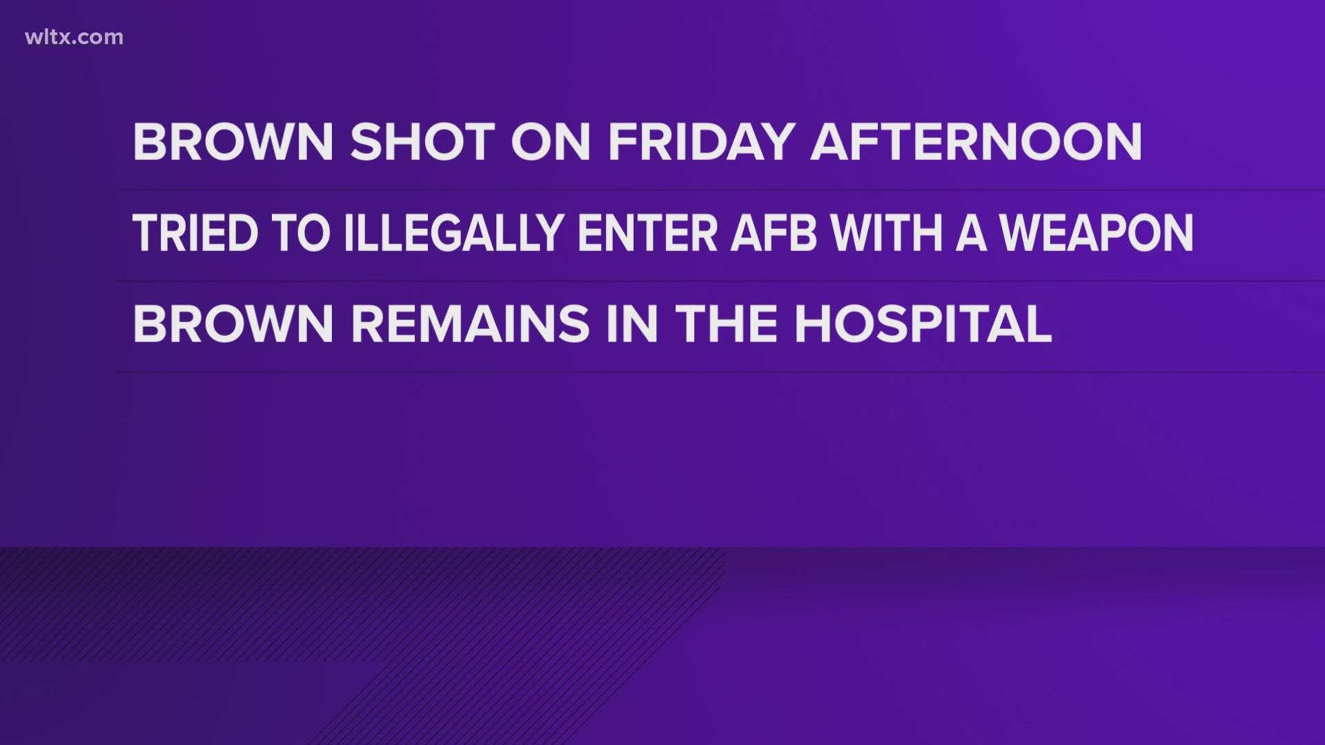 During the incident, an airman shot and injured the Antonio Brown after he reportedly pointed a weapon at the Airman.