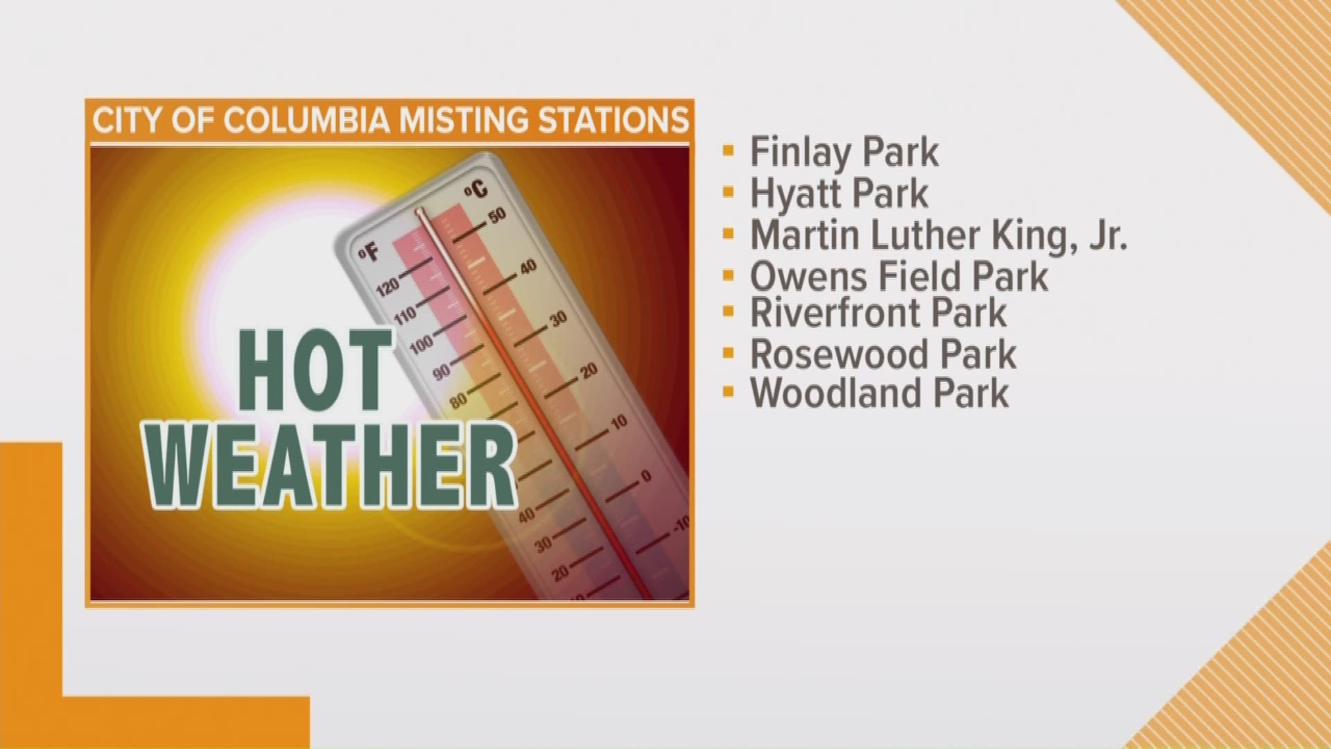To help residents beat the heat, the City of Columbia is operating misting stations, swimming pools, splash pads and spray pools throughout the city.