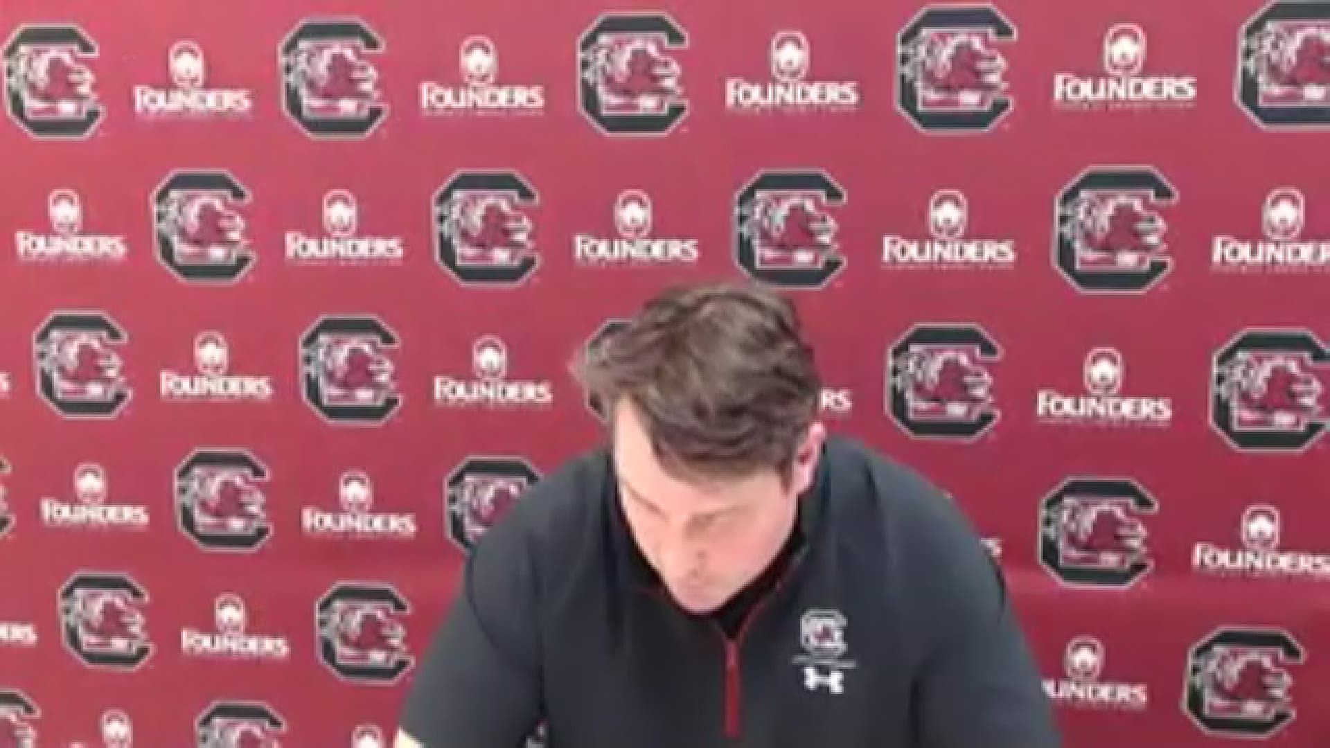 South Carolina Will Muschamp takes questions from the media after the 59-42 loss at Ole Miss.