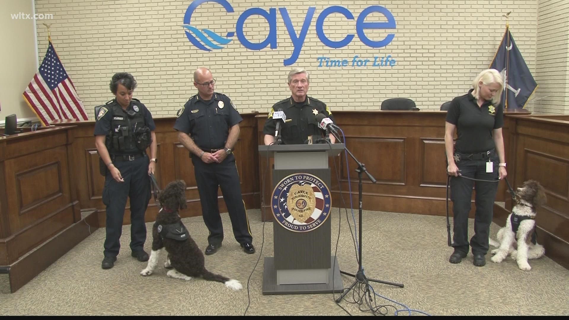 Two new dogs, the Goldendoodles were donated to law enforcement as therapy dogs.