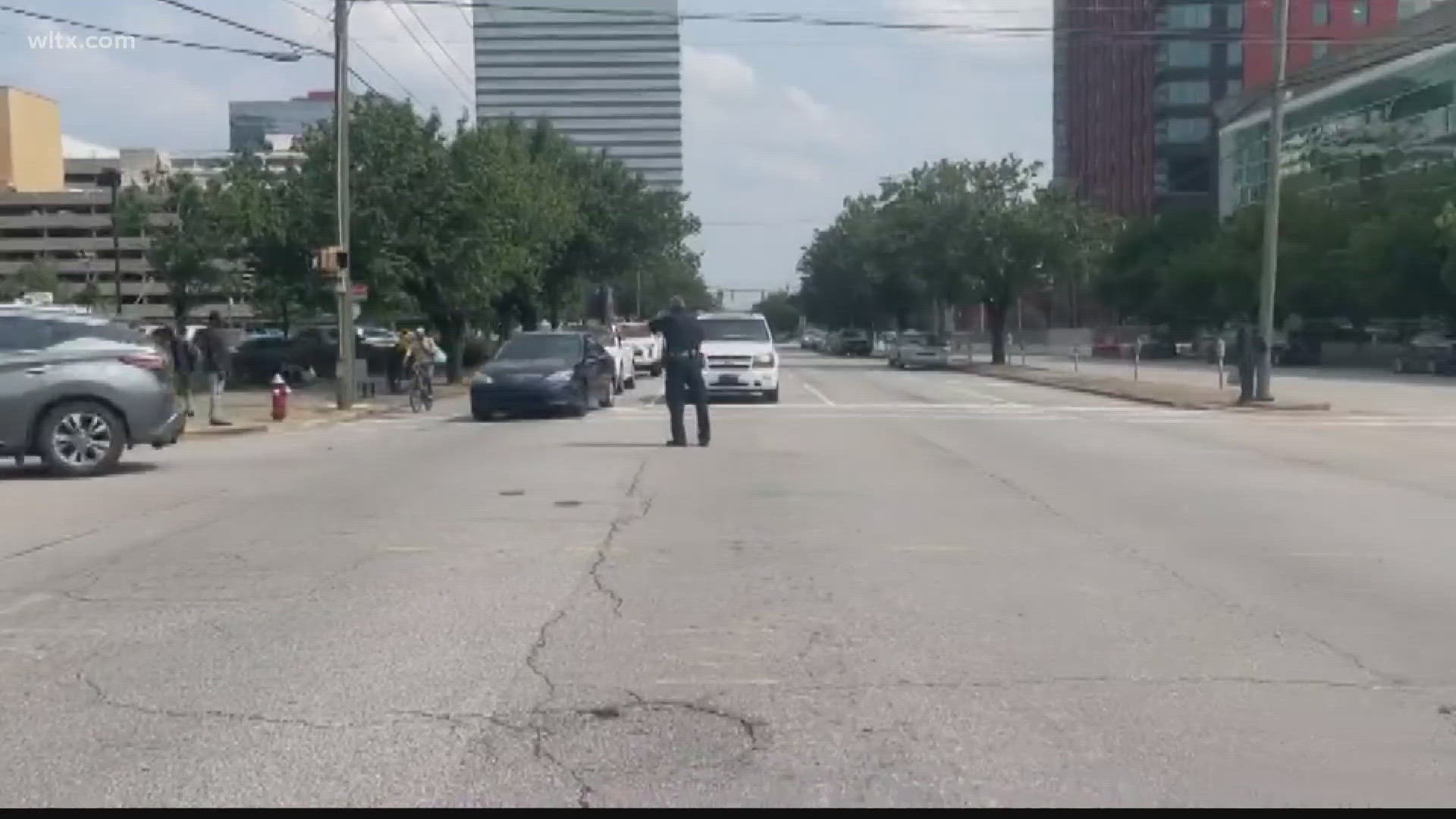 No word on what caused the shooting at Hampton and Assembly, drivers are asked to avoid the area