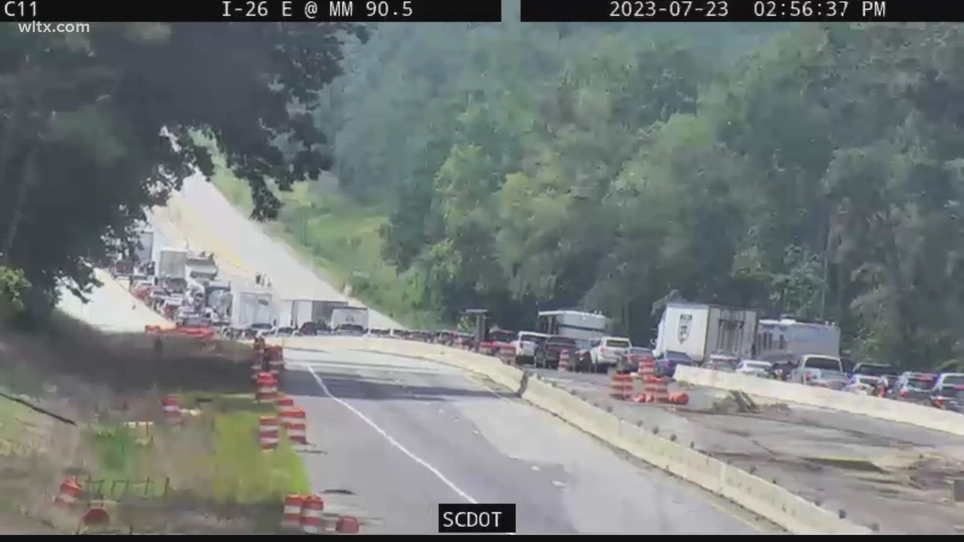 Traffic on eastbound I-26 is moving again - but slowly - following multiple collisions on Sunday afternoon.