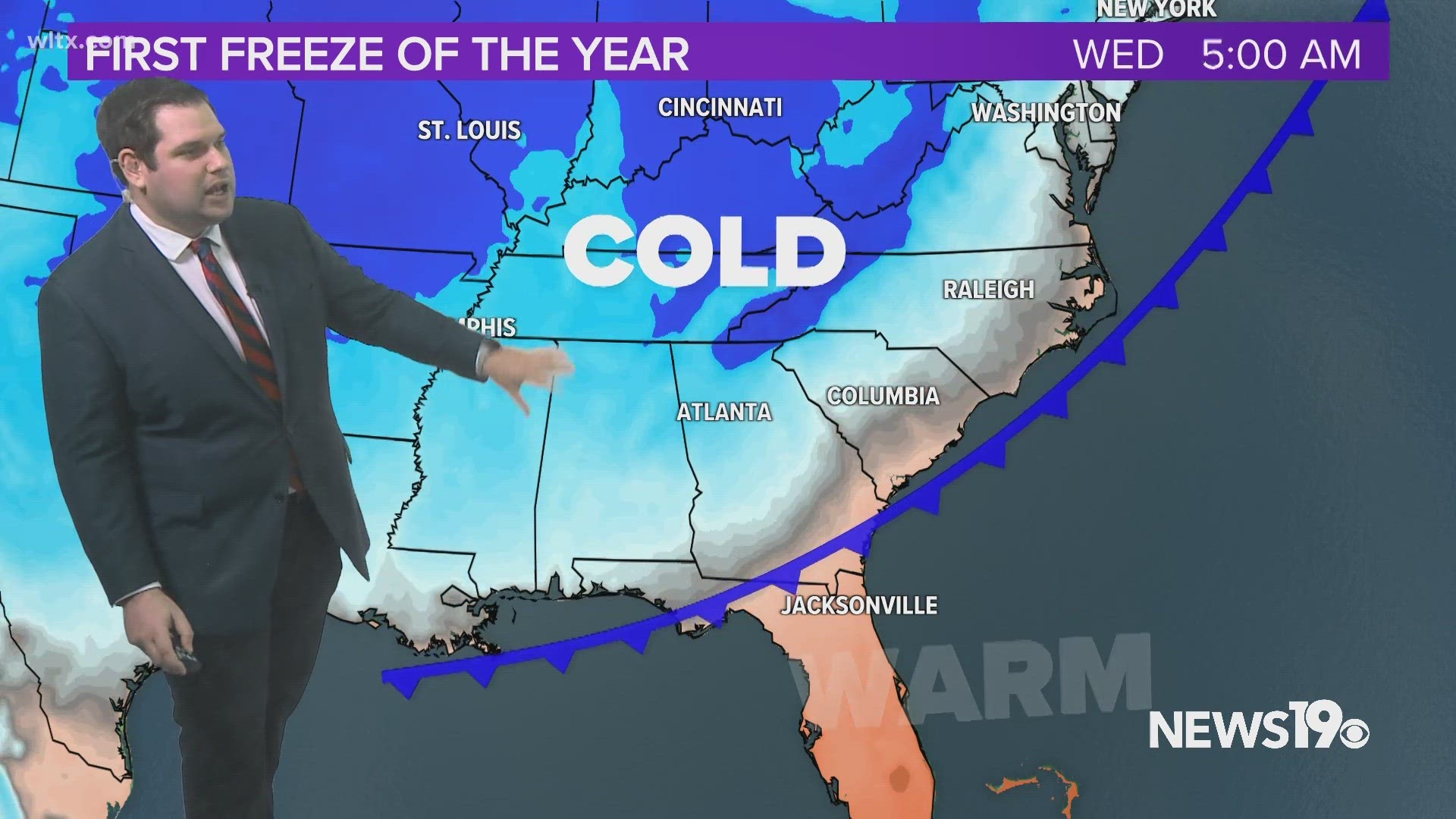 Temperatures will be in the middle 80s the next few days before a cold front brings in the coldest air of the season. A freeze will be likely in the area.