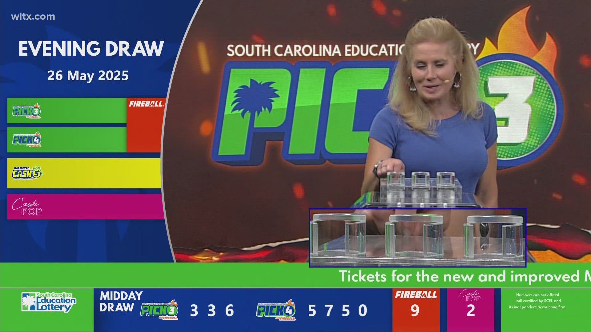 Here are the SC evening winning lottery numbers for May 26, 2025.