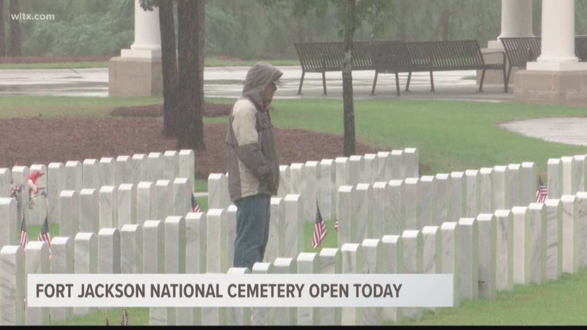 The rain couldn't keep them away.  Even thought the ceremony was canceled, people came to pay their respects on Memorial Day to those buried at Fort Jackson cemetery 