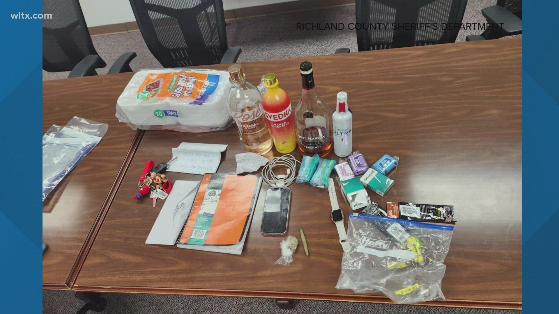 Authorities said they found cigarettes and vapes in a Styrofoam cup and additional contraband in the employee's vehicle.