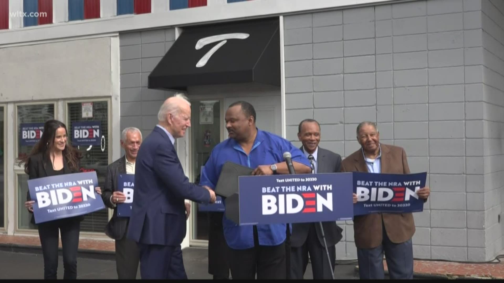 Toliver’s Mane Event Barbershop in Columbia welcomed former Vice President Joe Biden a day ahead of the South Carolina Primary.