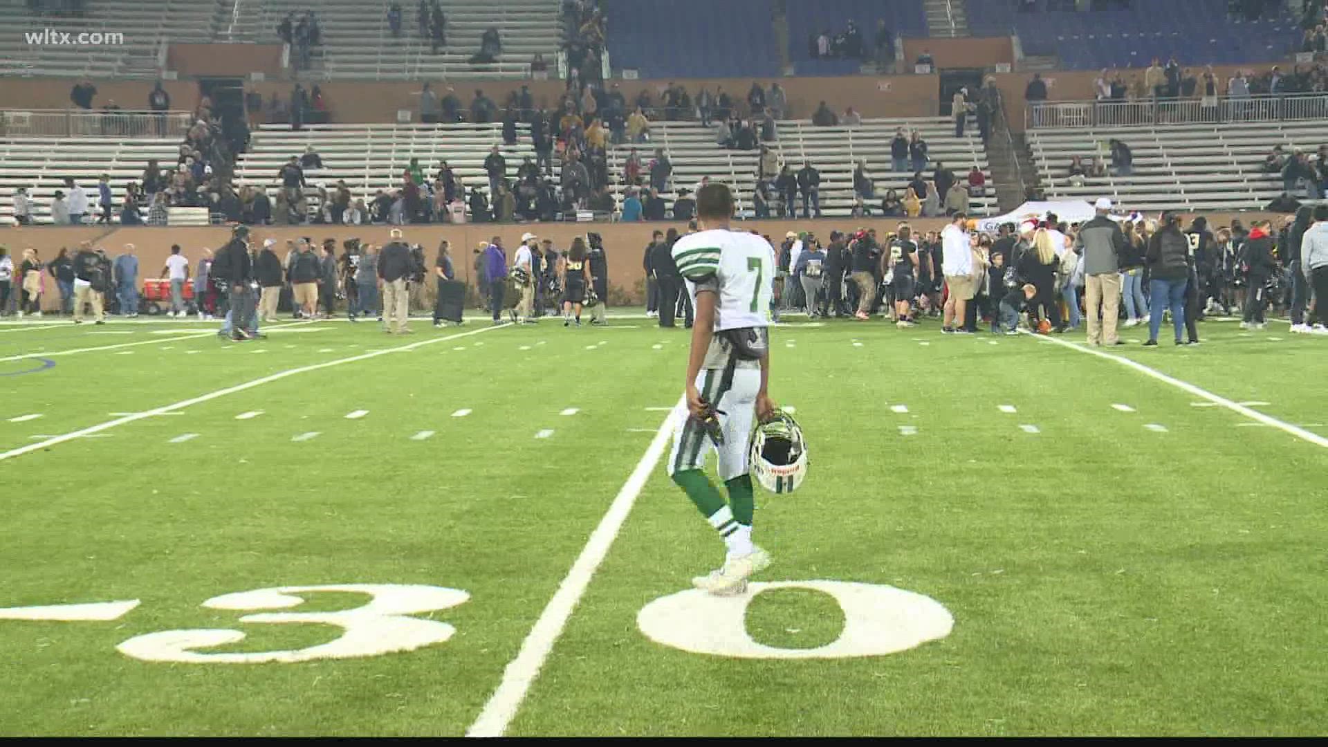 Dutch Fork's bid for a sixth consecutive 5A state championship comes up short as Gaffney outduels the Silver Foxes 22-19.
