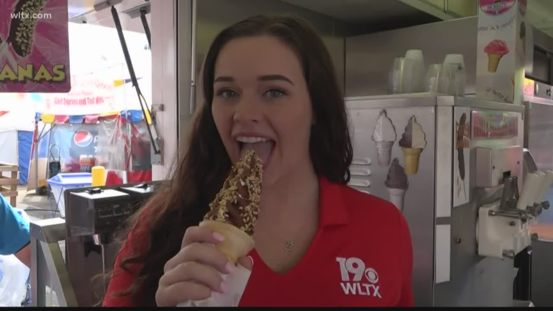At the South Carolina State Fair, you can get the Columbia Special dairy cone. That's vanilla ice cream dipped in chocolate and rolled in peanuts.