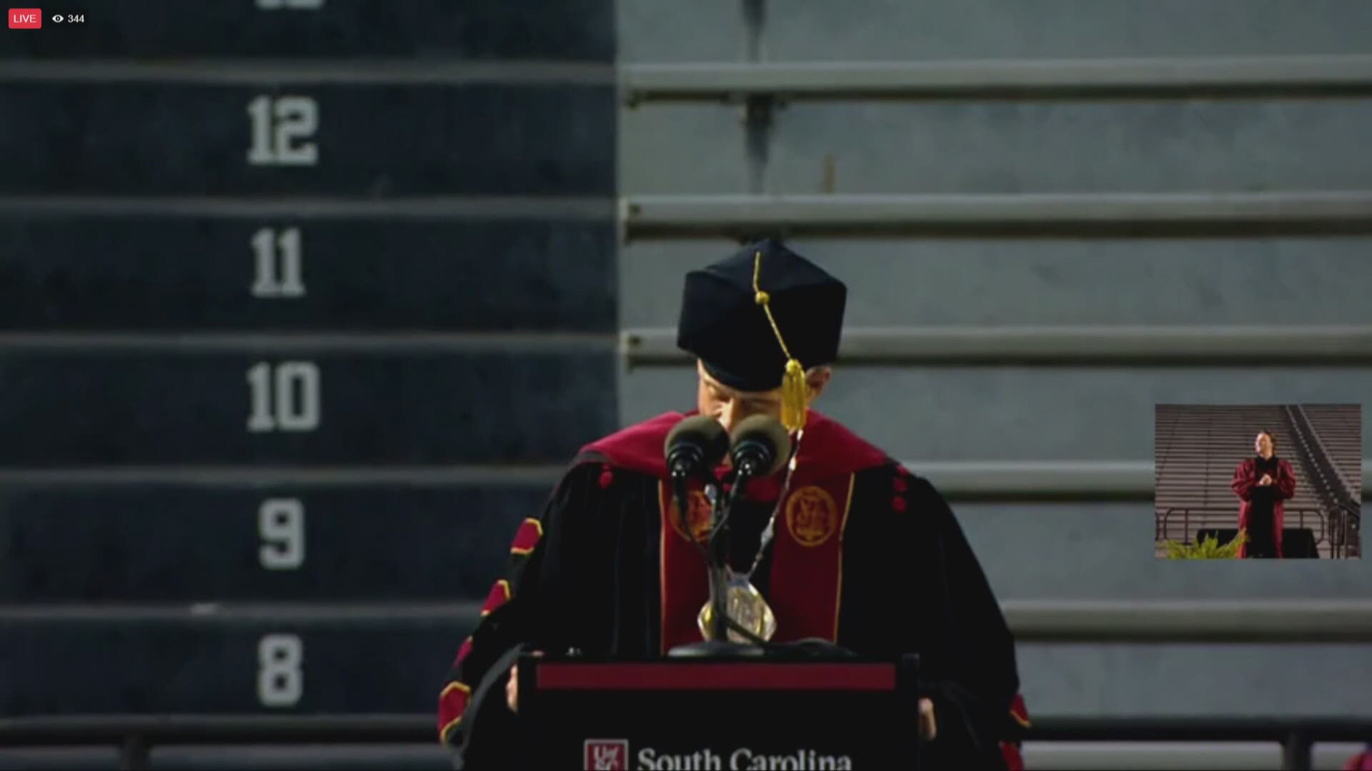At the end of the USC graduation ceremony at Williams Brice stadium on Friday night, president Caslen makes a faux pas.