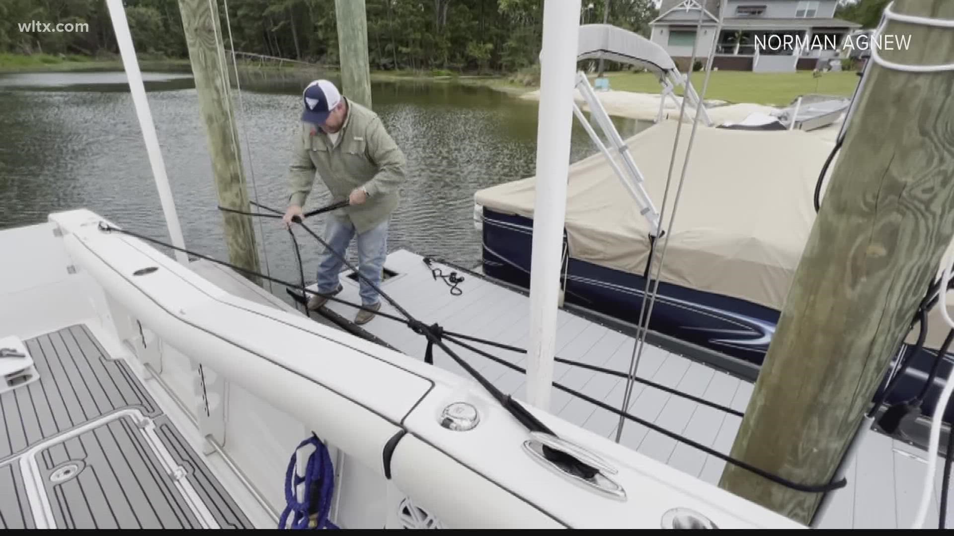 People living on Lake Murray are working to secure their watercraft as Hurricane Ian approaches South Carolina.