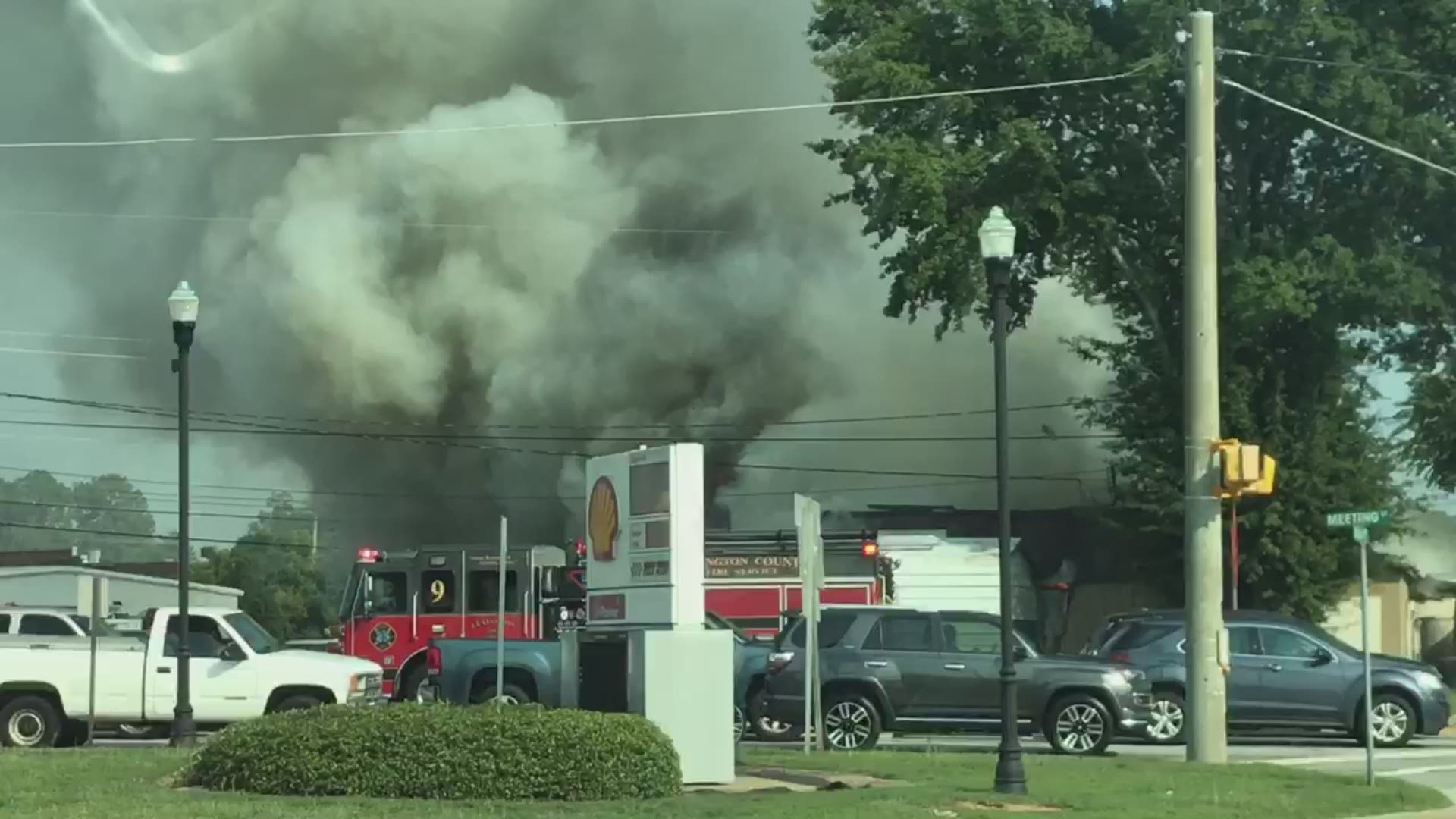 The fire is near the intersection of Meeting Street and 12th Street in West Columbia.