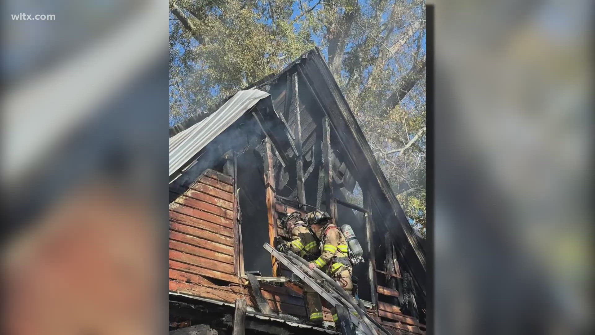 A fire on Bayne Street in Orangeburg caused part of a home to collapse, but crews extinguished the flames after several hours without injuries.