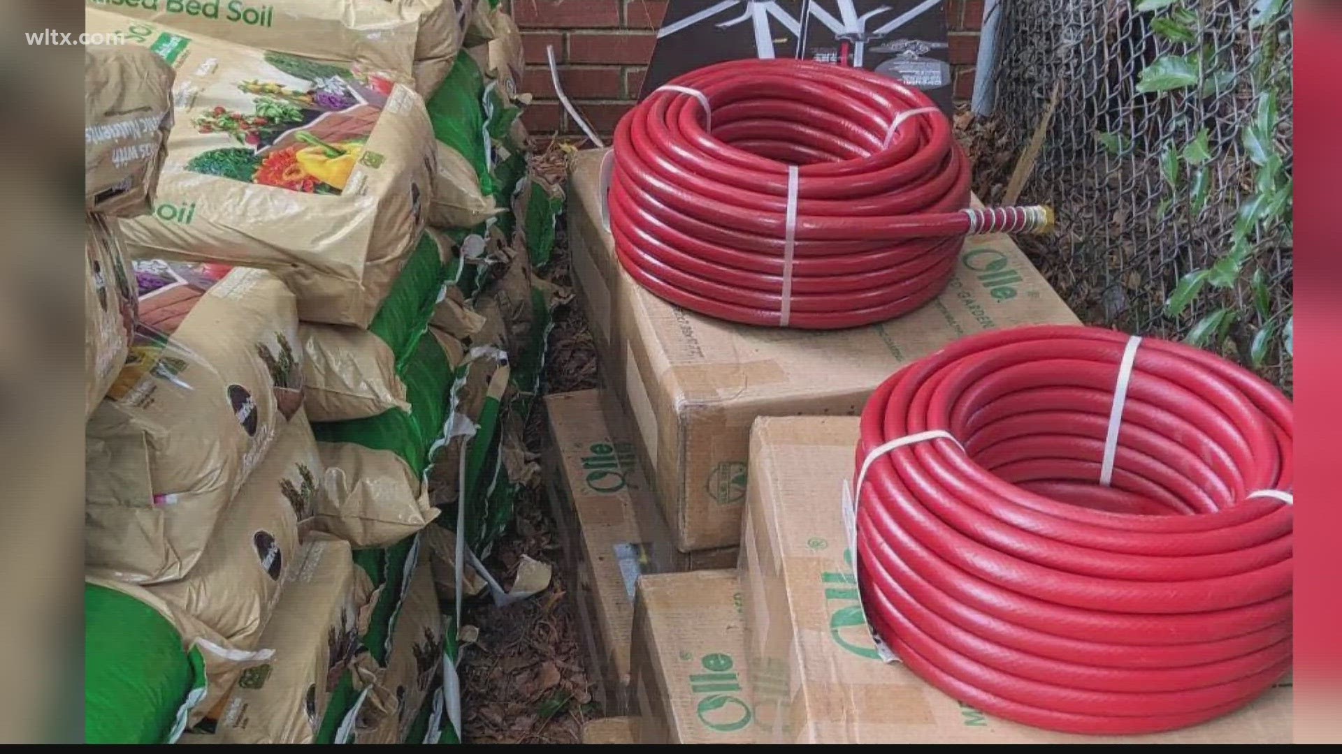 The community garden was being built in Bishopville-sprinklers, hoses and other items were taken this weekend.