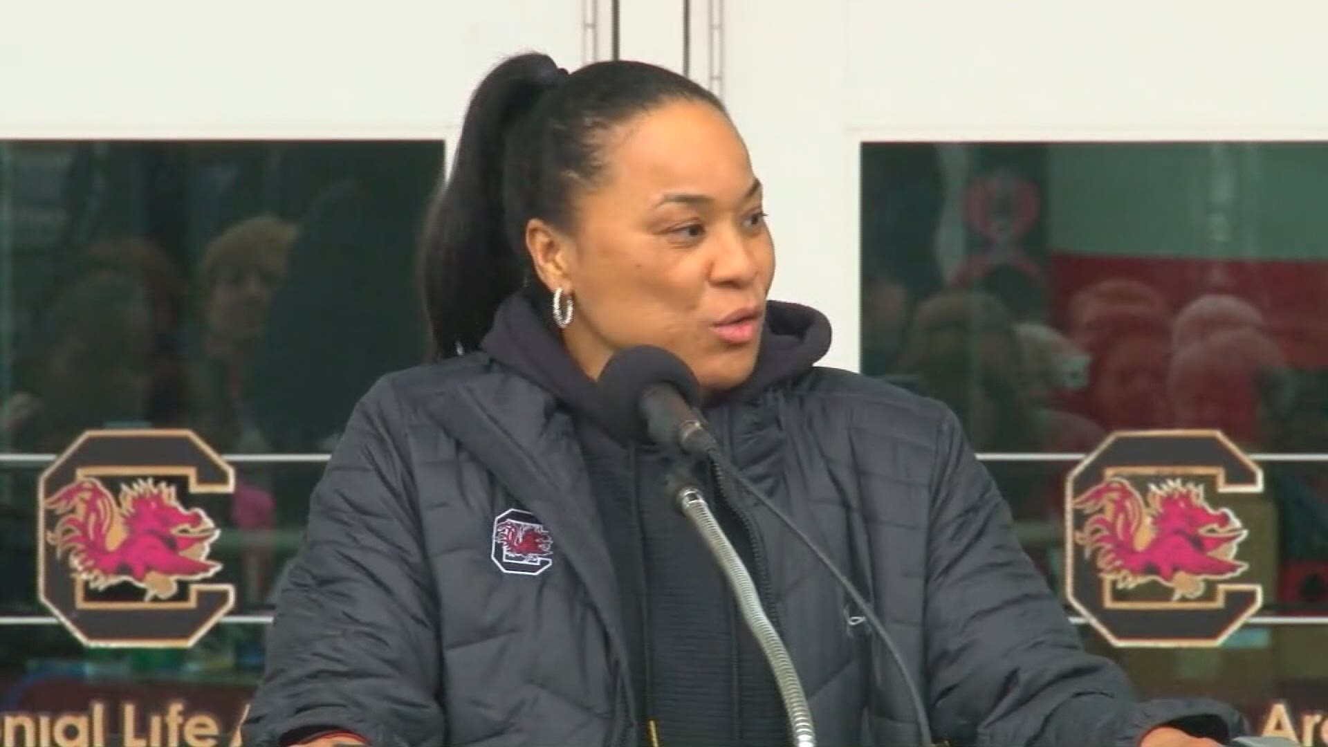 South Carolina Coach Dawn Staley says A'ja Wilson deserves a monument outside the Colonial Life Arena.