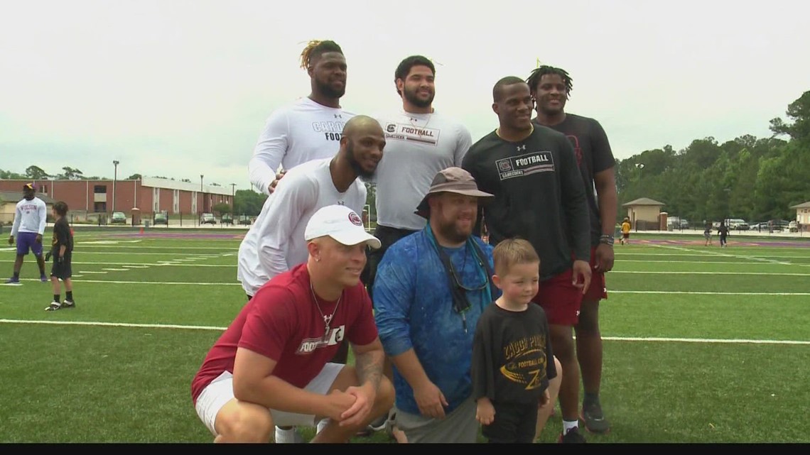 Zacch Pickens hosts a free football camp with some help from his friends