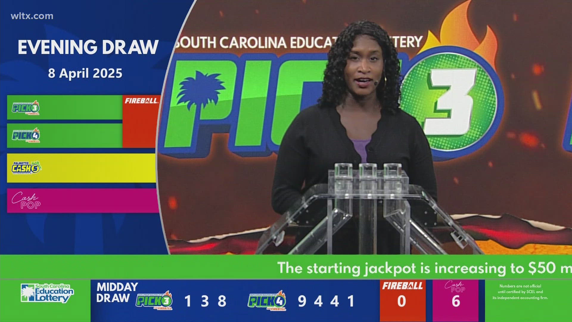 Here are the SC evening winning lottery numbers for April 8, 2025. 