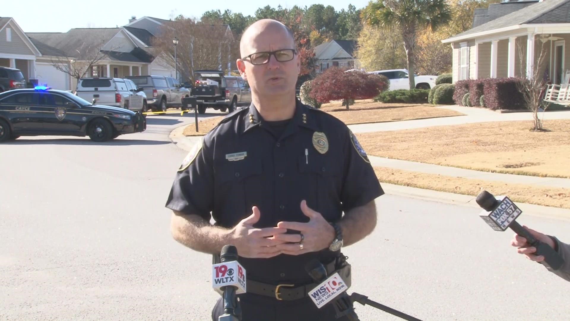 Cayce Police Chief Chris Cowan says officers are investigating after a body was found outside a home on Tuesday.