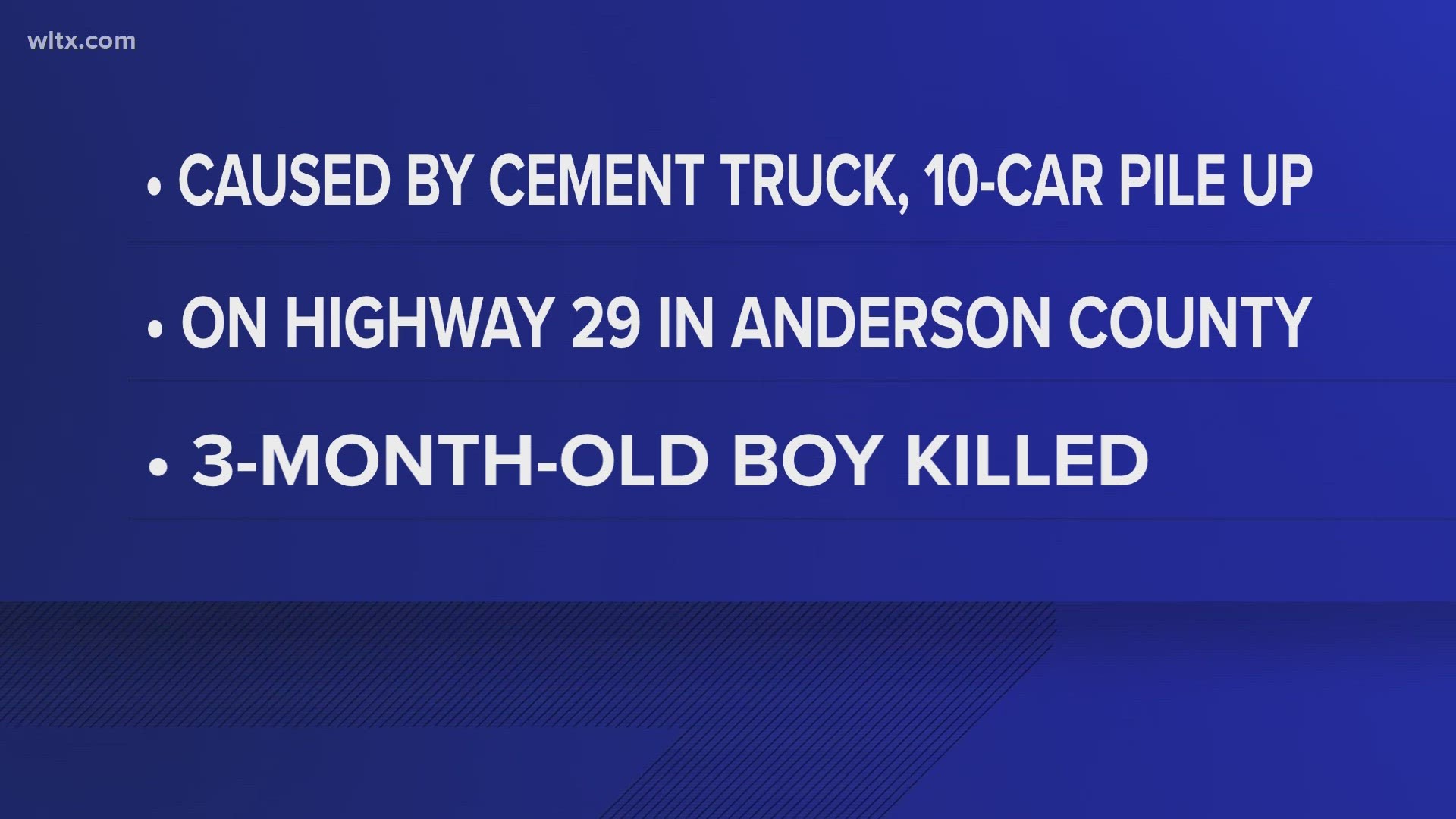 An infant has died following an Upstate South Carolina crash involving a cement truck and several other vehicles on Thursday.