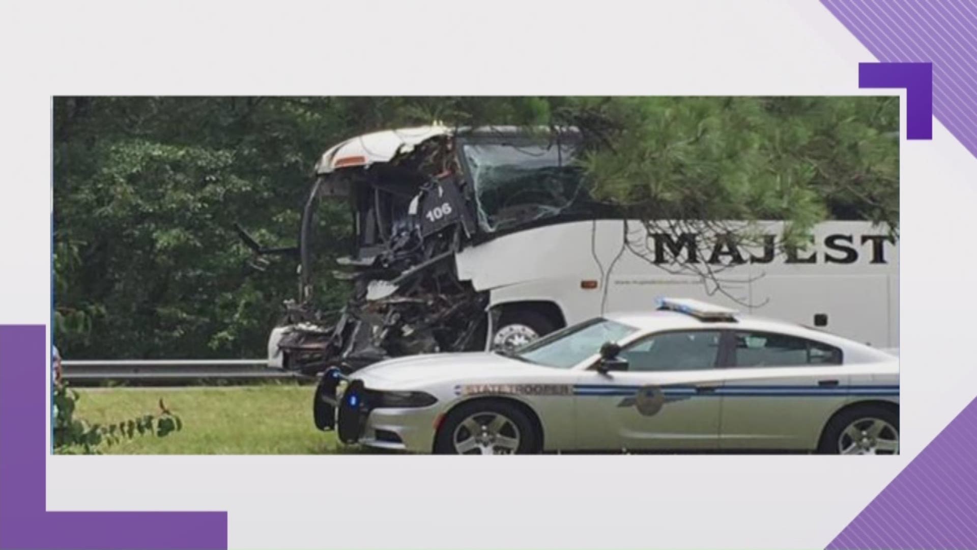 A Rock Hill tour bus crashed into a semi hauling a tank in Aiken county today, killing the driver of the tour bus, 