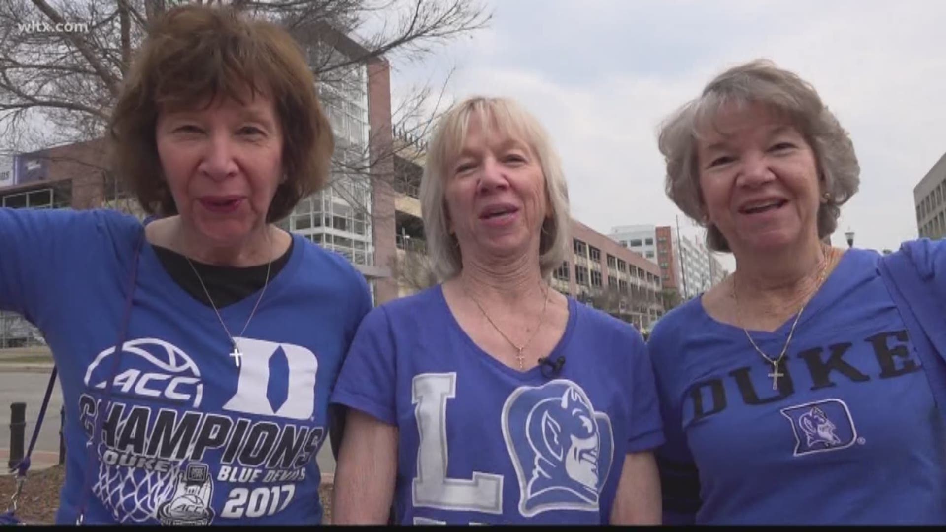 Three Duke fans traveled the distance to see their favorite team.