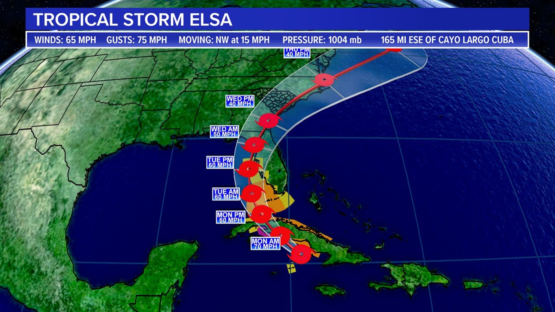Elsa's effects on South Carolina weather